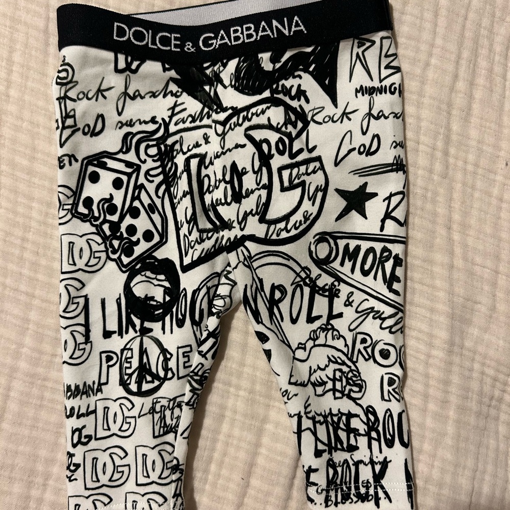 Dolce & Gabbana Kids Black and White Graphic Leggings